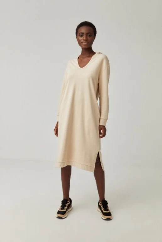 Jurk van biologisch katoen | Surkana midi dress with long sleeve and hoody