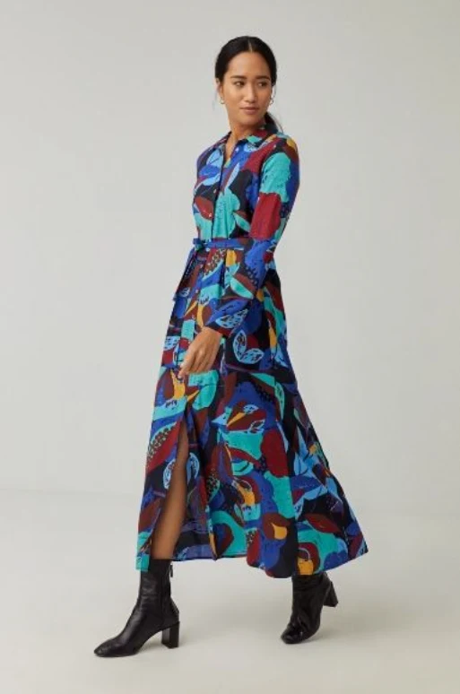 Jurk met strikceintuur | Surkana midi shirt dress with belt long