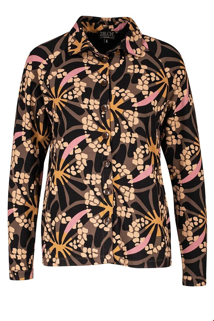 Duurzame blouse met print | Zilch blouse hippy marron