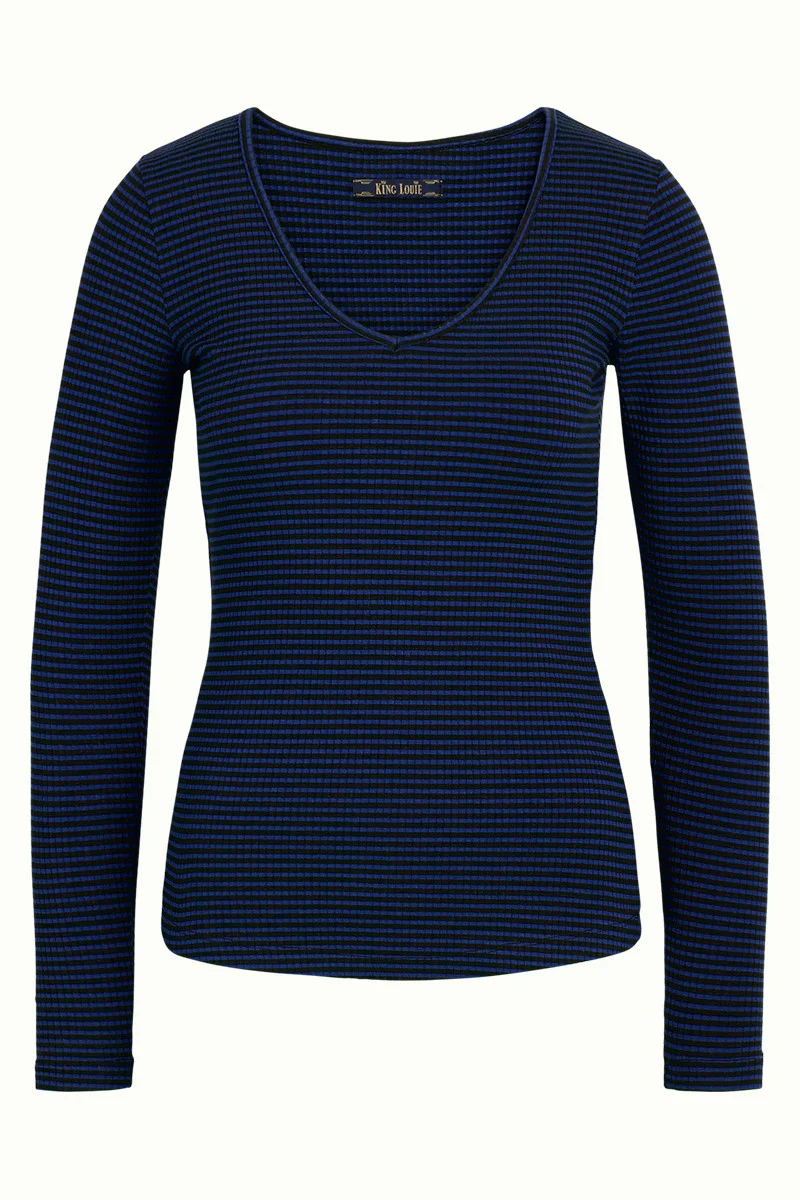 Blauw gestreepte top | King Louie Carice V top tweedy stripe dazzling blue