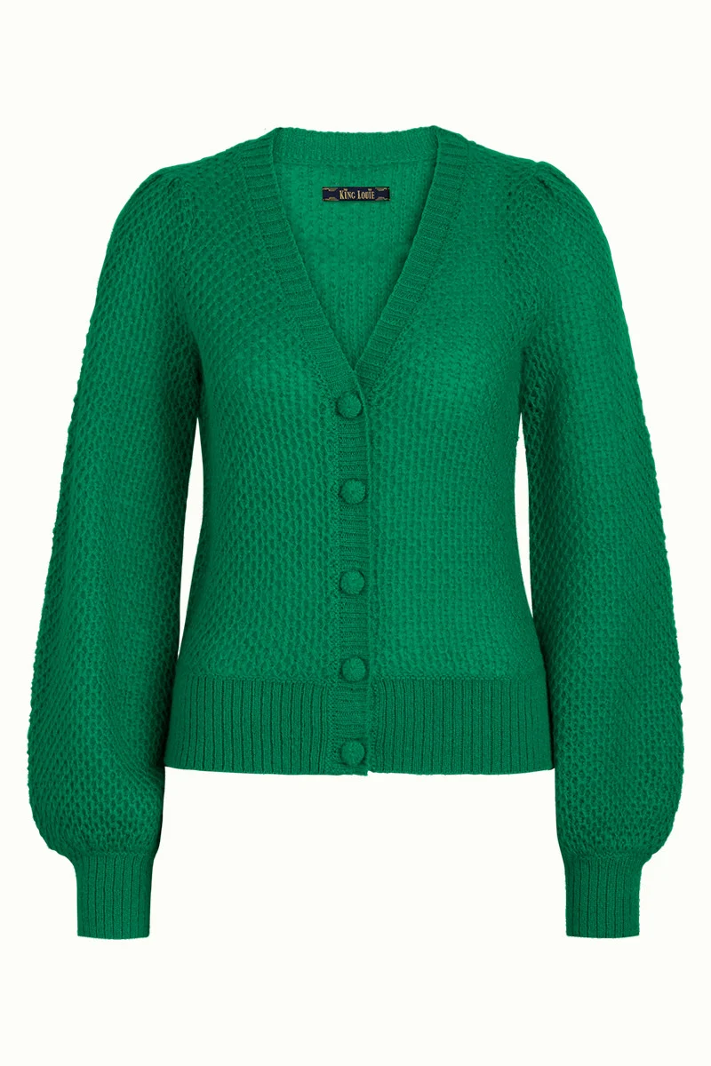 Groen gebreid vest | King Louie cardi V farfalle winter green