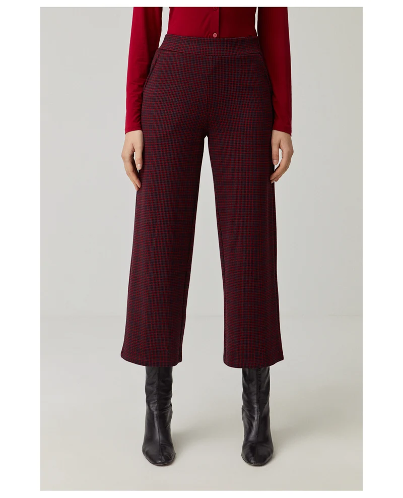 Rode enkelbroek | Surkana Ankle fluid jacquard trousers red