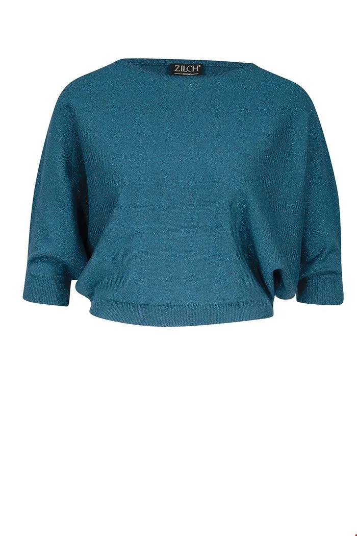 Blauwe trui | Zilch sweater batsleeve petrol