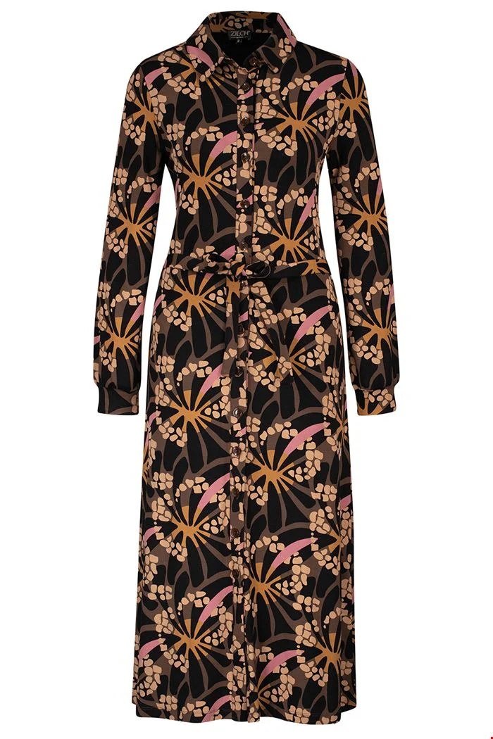Polo jurk van duurzame viscose | Zilch dress polo hippy marron