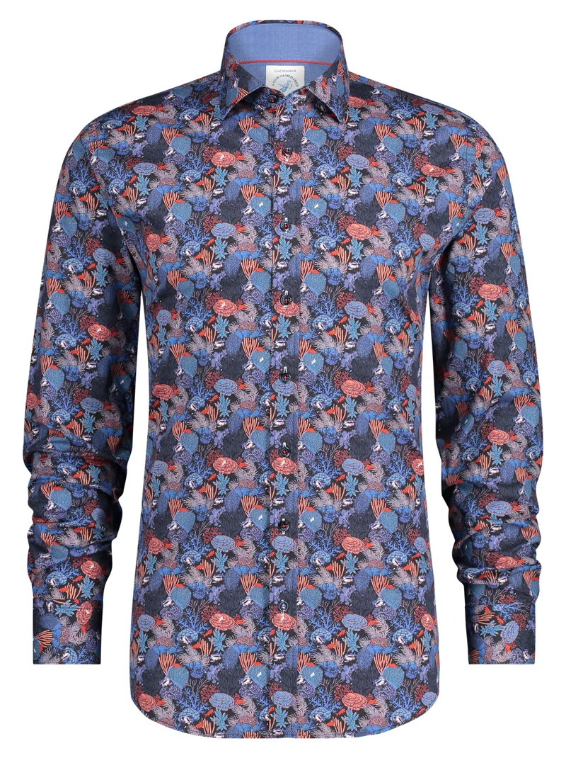 Overhemd met koraalprint | A fish named Fred shirt coral navy red