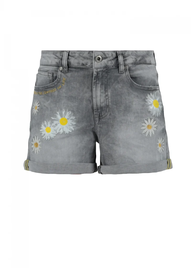 Korte spijkerbroek met bloemenprint | M.O.D. Lilly shorts fontana grey