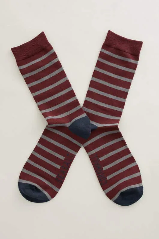 Herensokken van bamboe | Seasalt Cornwall men's sailor socks breton oakwood stormcloud