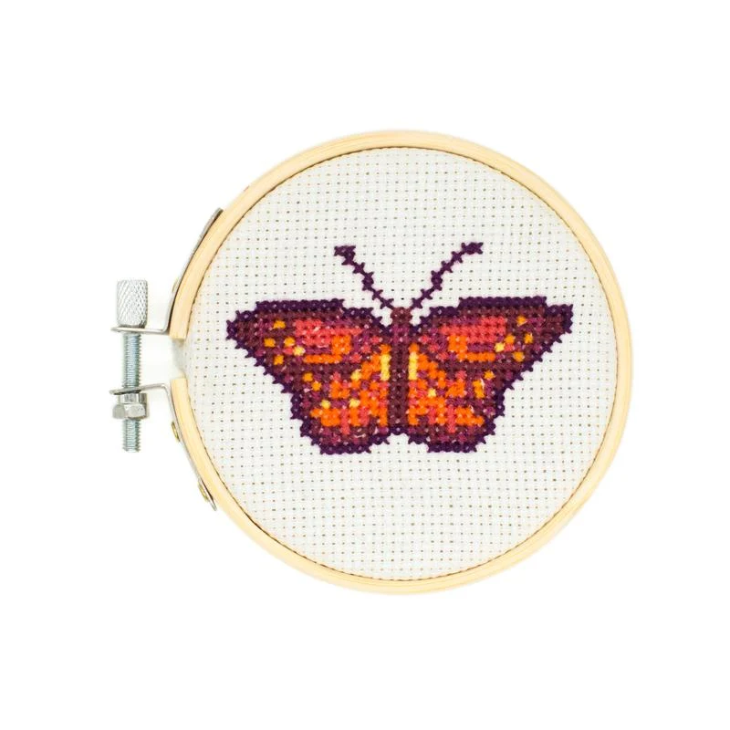 Kikkerland mini cross stitch embroidery kit butterfly