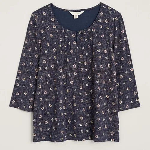 Top met bloemenprint | Seasalt Cornwall needle point top campion pebbles maritime