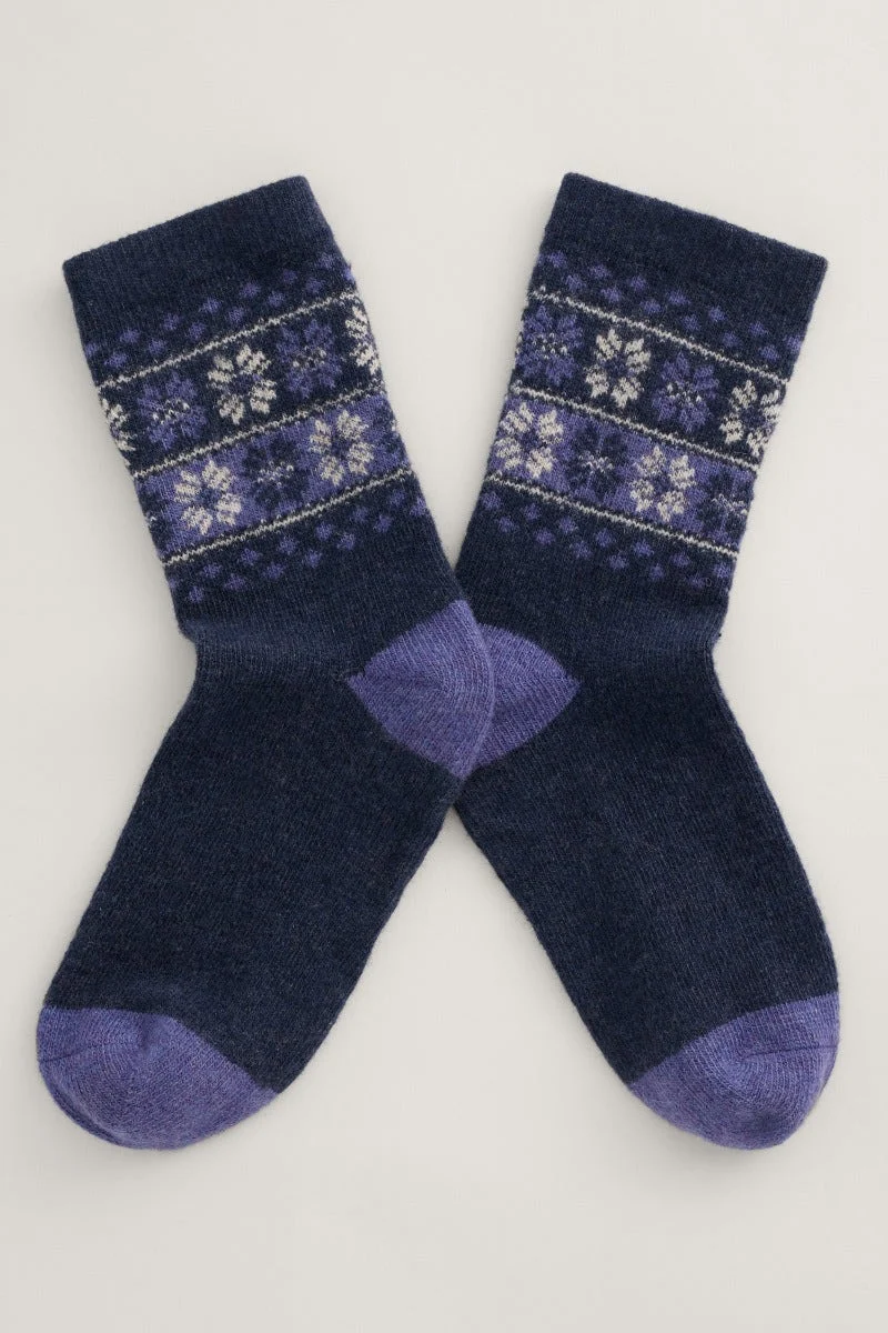 Sokken van lamswol | Seasalt Cornwall fair isle socks poppy patch maritime