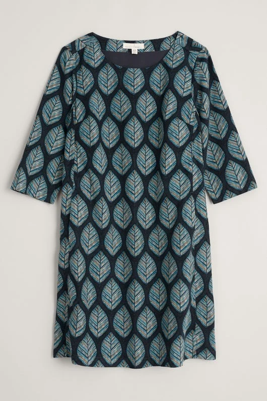 A-lijn jurk met bladerenprint | Seasalt Cornwall west pentire dress stone stack leaves lake