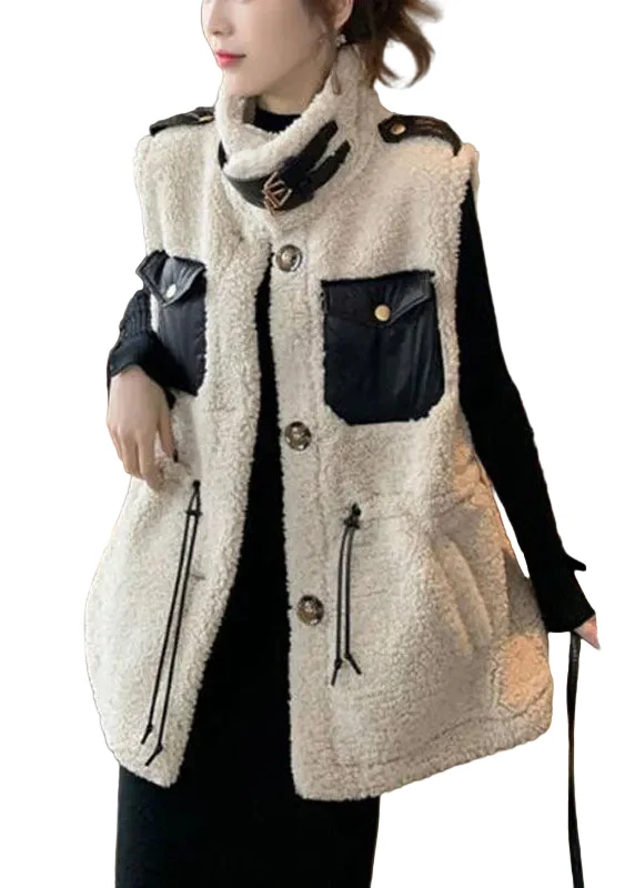Dames Mouwloos Teddyvest met Trekkoord en Zakken