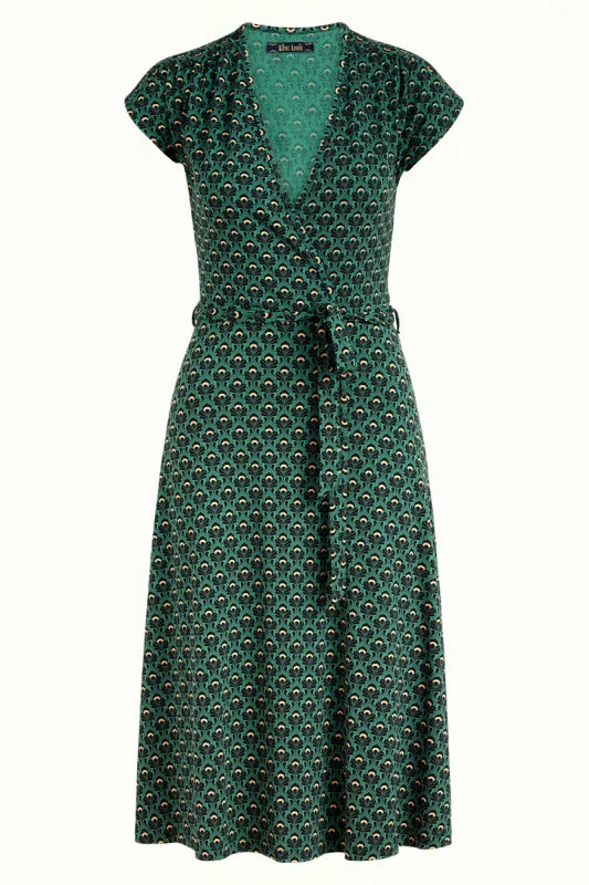 Groene overslag jurk | King Louie Abigail dress la ronda fir green