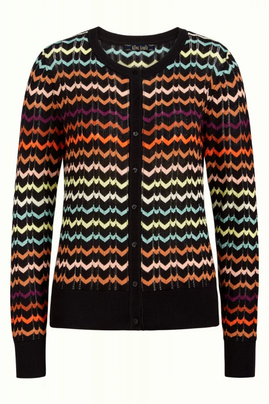 Vest met zigzagprint | King Louie cardi roundneck mirror black