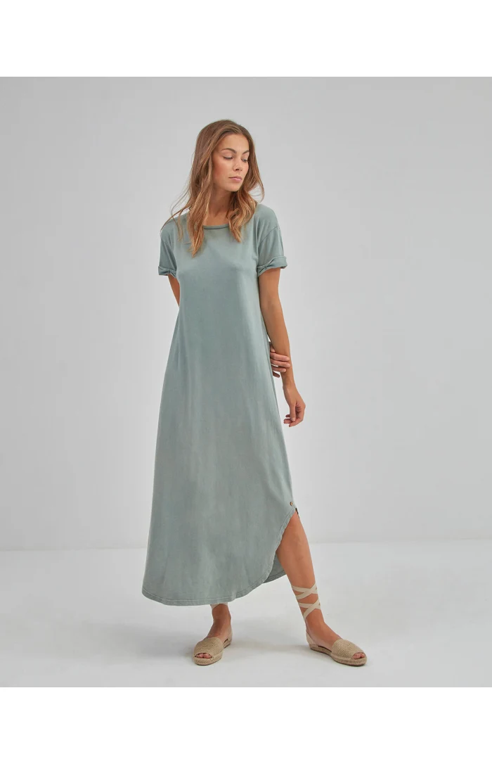Surkana short sleeves dress with rounded hem khaki