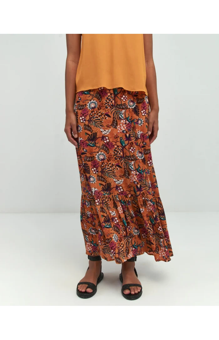 Rok met elastische tailleband | Surkana skirt with flounce orange