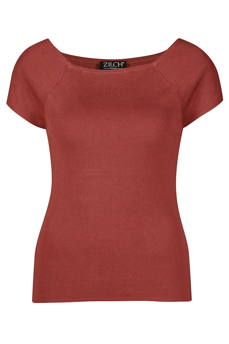 Kastanjebruine top | Zilch top short sleeve pepper