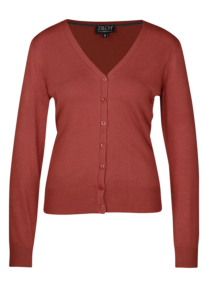 Bruin vest met knoopsluiting | Zilch cardigan v-neck pepper