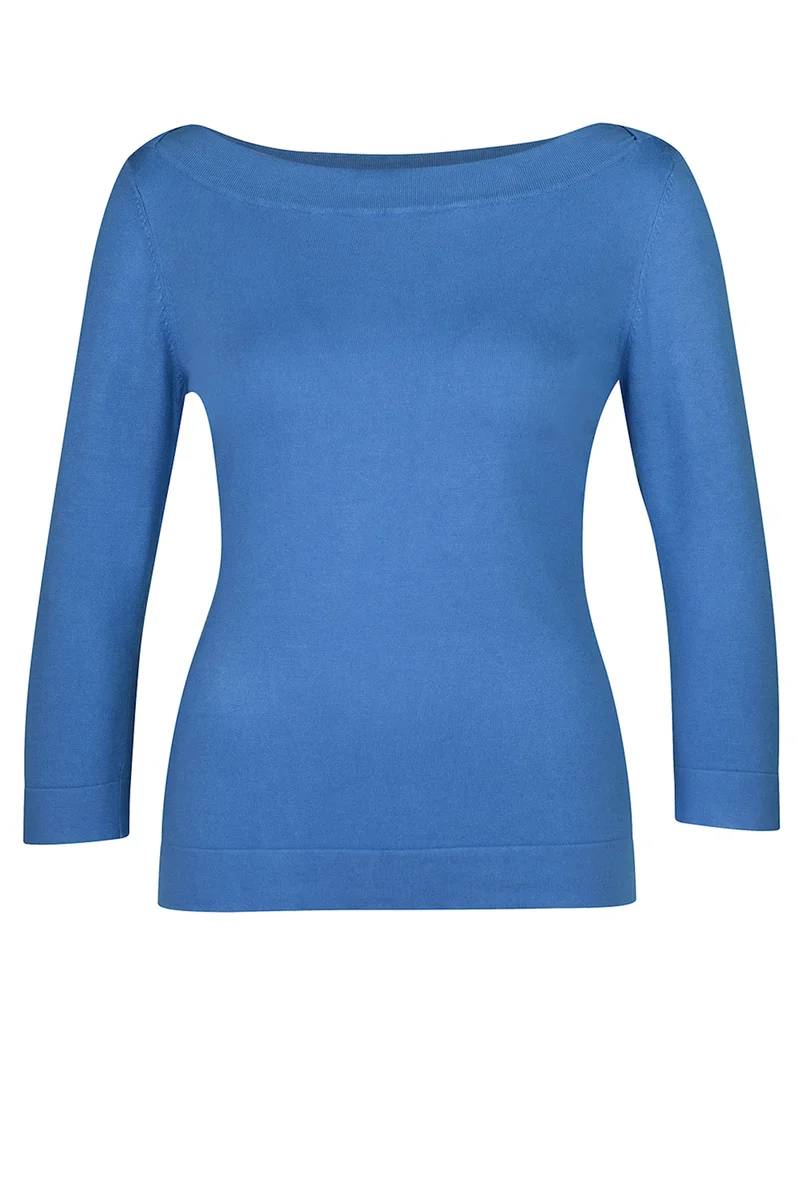 Blauwe trui met lange mouw | Zilch sweater boatneck disco
