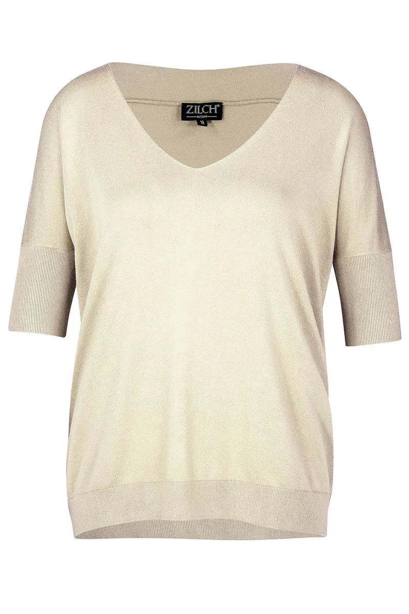 Roomwitte top van bamboe | Zilch sweater v-neck ivory