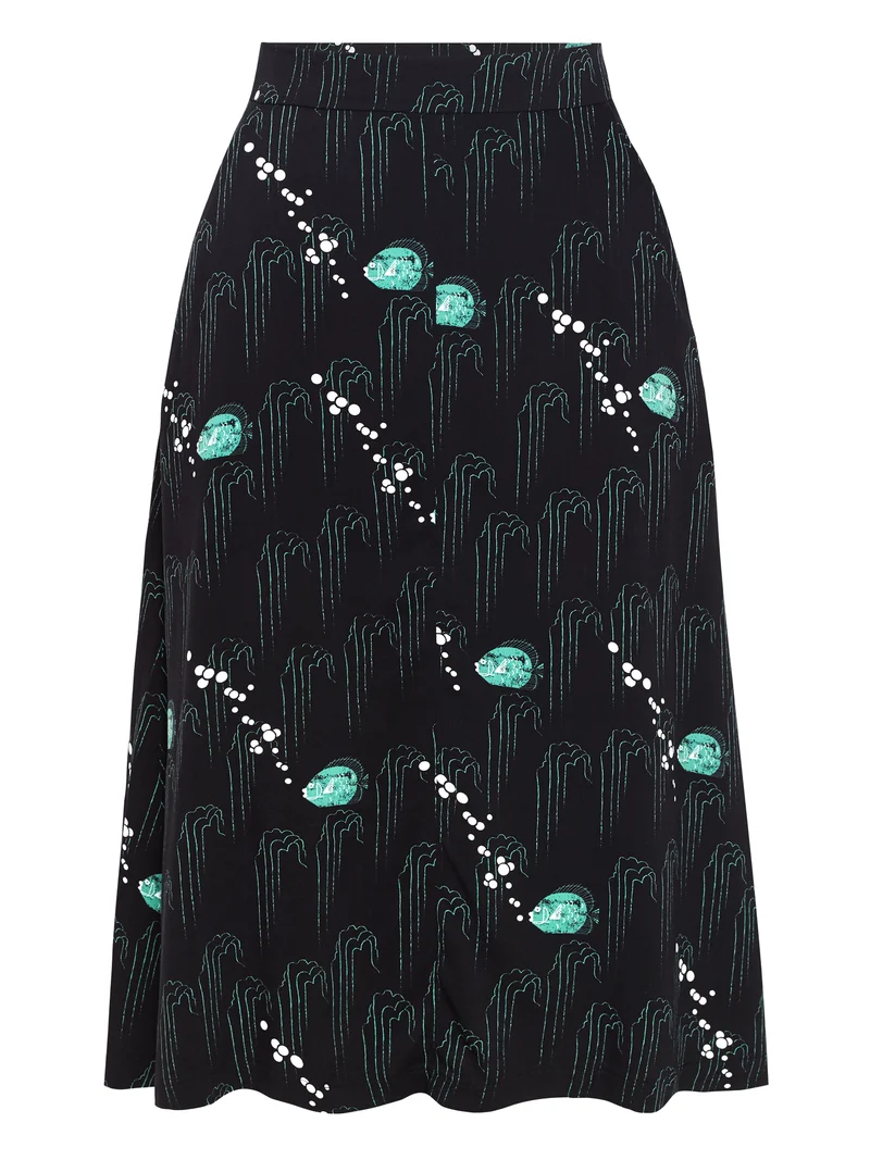 Taillerok met vissenprint | Mademoiselle YéYé up & downstairs skirt drifter black