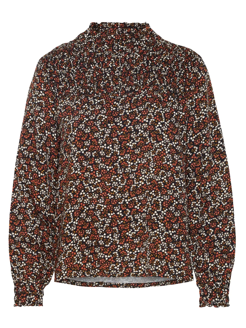 Top van viscose | Mademoiselle YéYé tete à tete top petite fleur black/rust