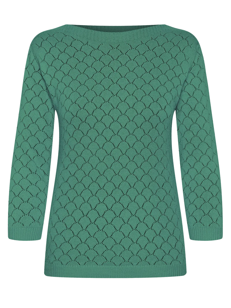 Groene trui met ajour patroon | Mademoiselle YéYé staying up knit top green