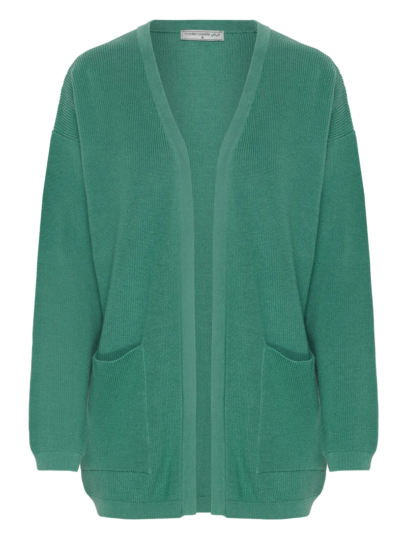 Groen vest van katoen | Mademoiselle YéYé snuggle up knit cardigan green