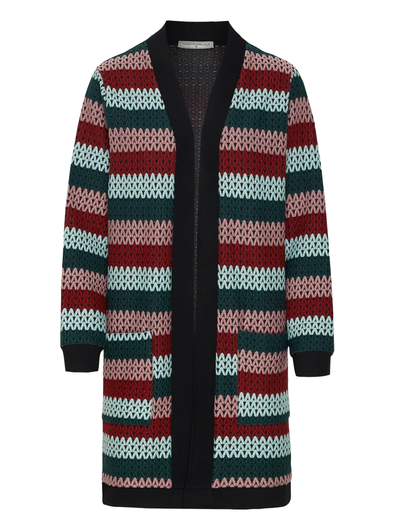 Lang vest met zakken | Mademoiselle YéYé happy place cardigan stripes multicolour