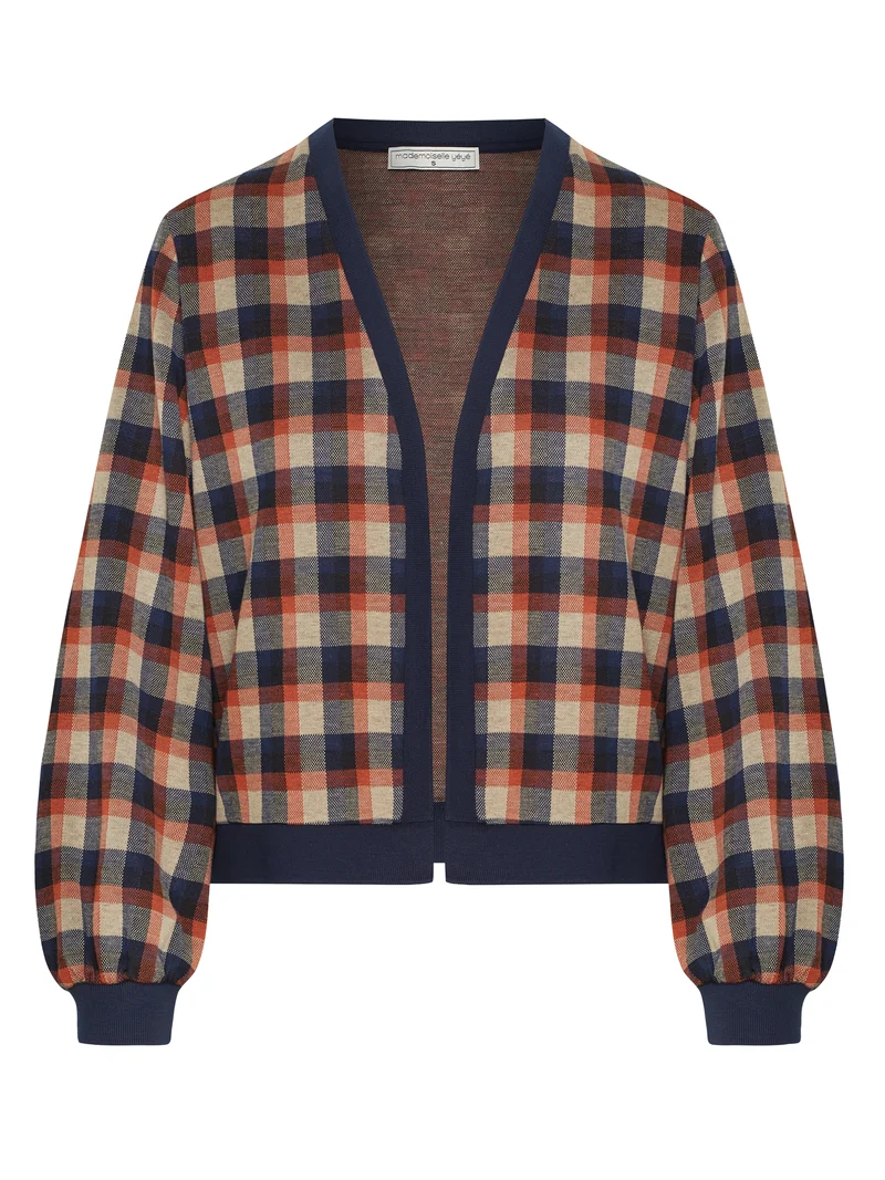 Kort vest met ballonmouw | Mademoiselle YéYé early dawning cardigan city plaid brown