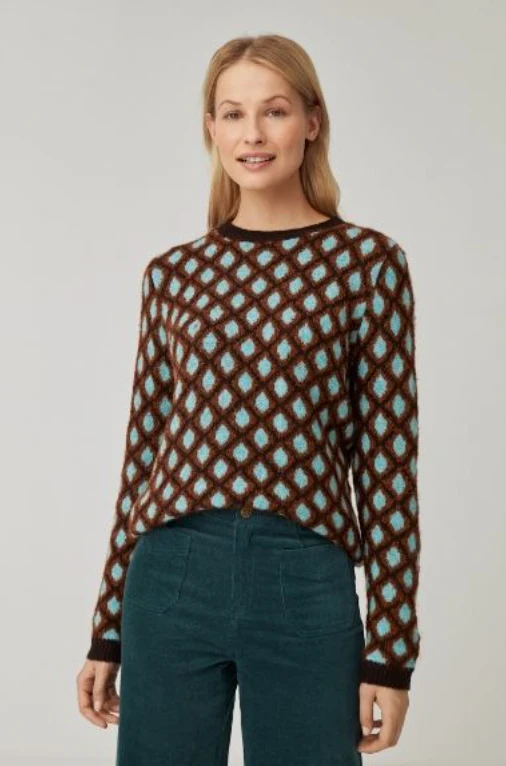 Trui met ronde hals | Surkana Long sleeve round neck jacquard