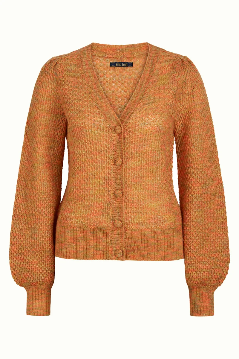 Oranje gebreid vest | King Louie cardi V farfalle popsicle orange