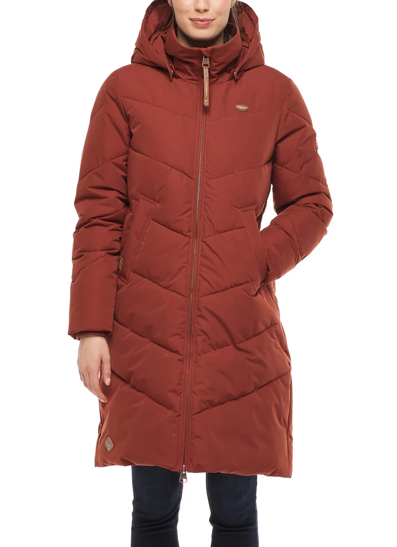 Comfortabele lange winterjas | Ragwear jacket Rebelka terracotta