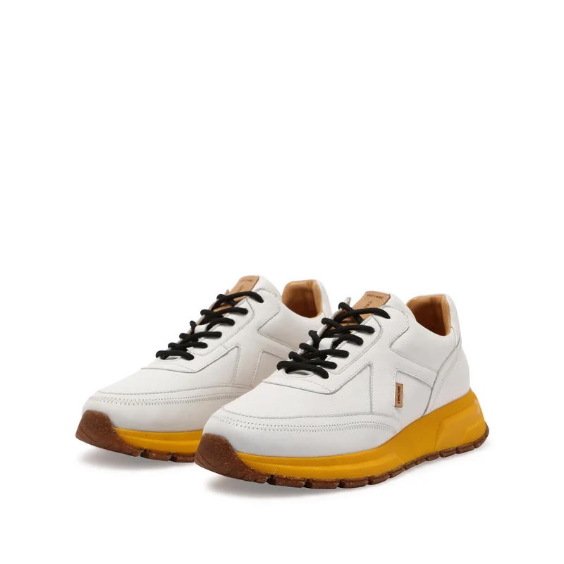 Witte sneaker met gele band | Greyder Lab Bob white