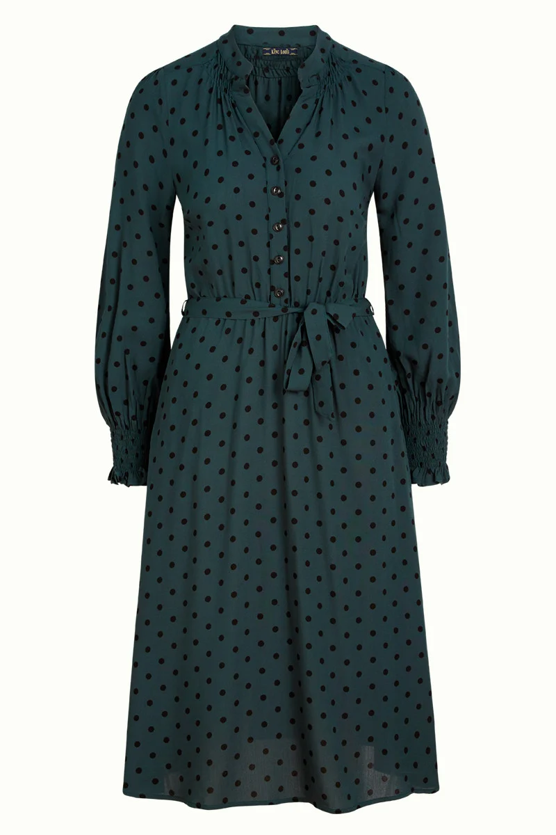 Duurzame midi jurk | King Louie Emma dress pablo pine green