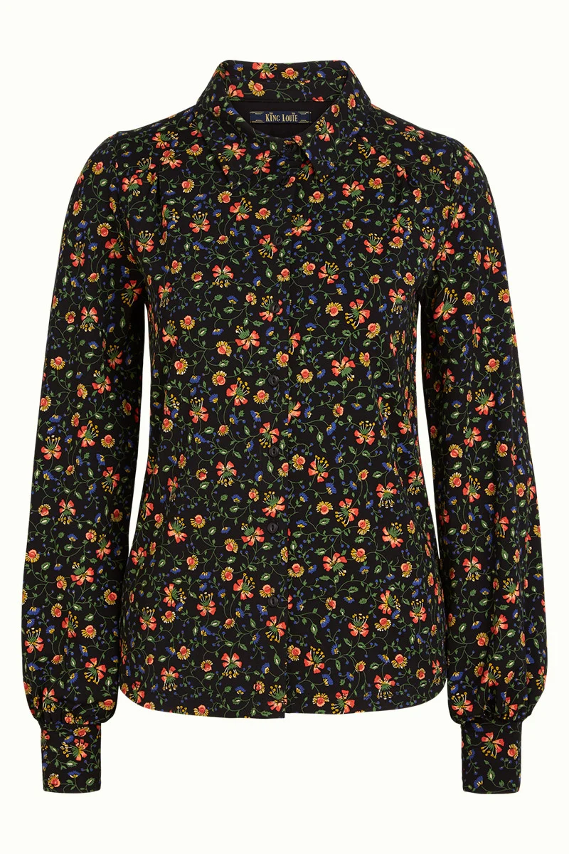 Blouse met bloemenprint | King Louie Carina blouse morena black