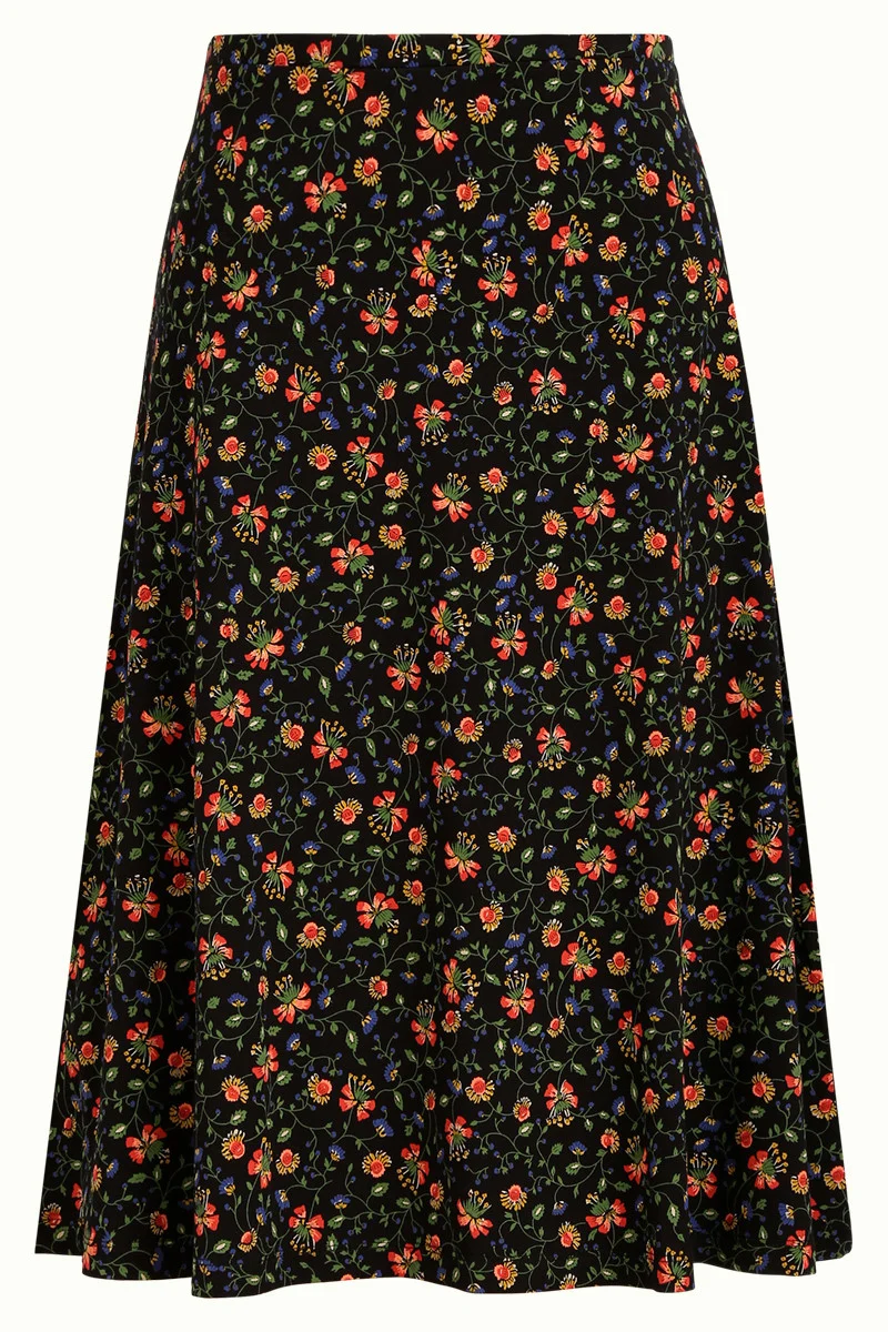 Uitlopende midi rok | King Louie Juno skirt morena black