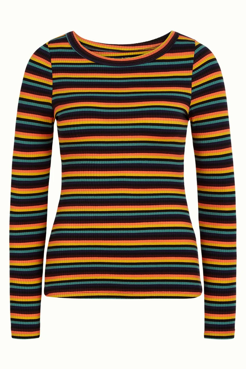 Gestreepte top met lange mouw | King Louie Lily top jardin stripe black
