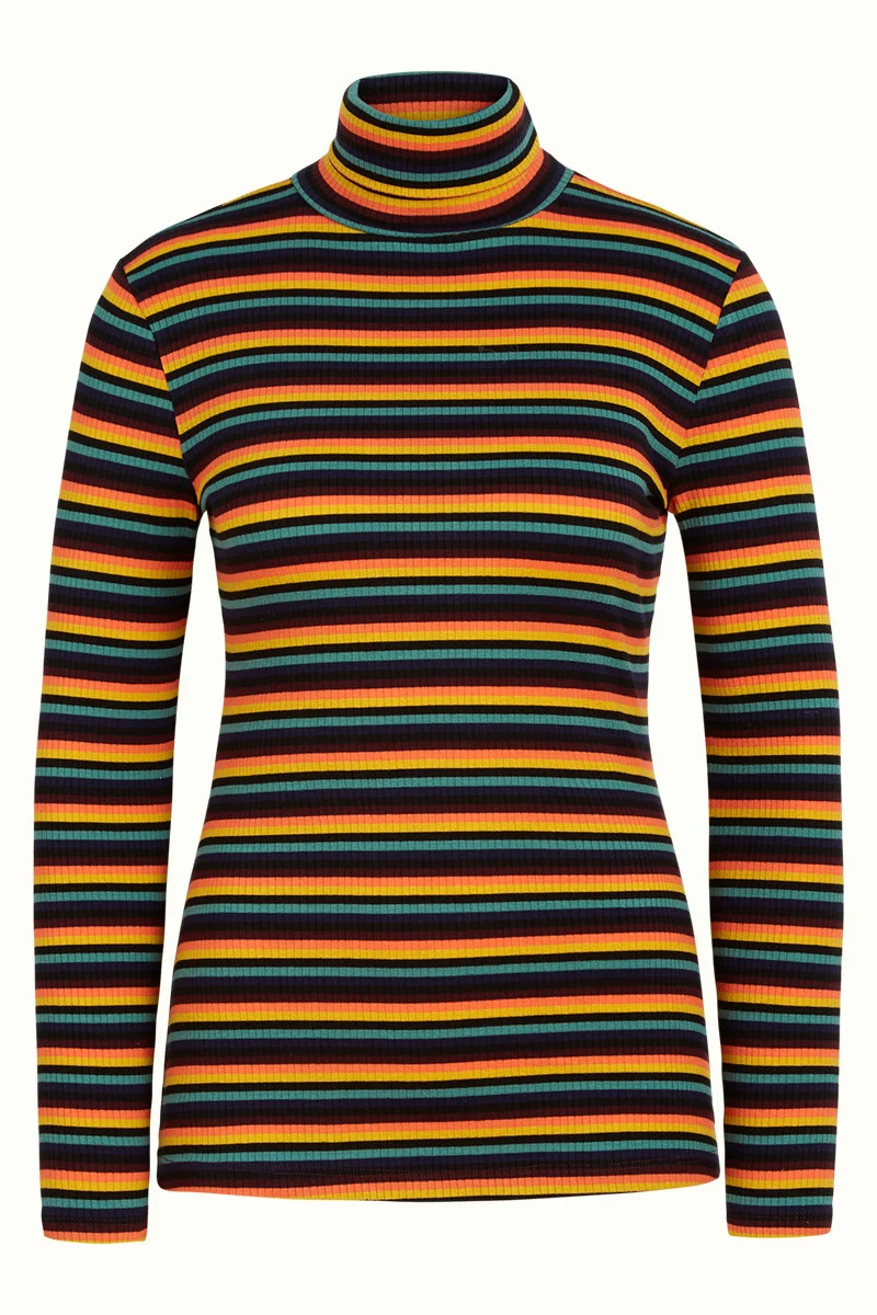 Gestreepte coltop | King Louie rollneck top jardin stripe black