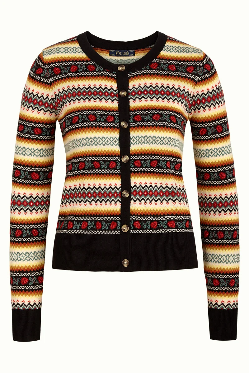 Vest met grafische print | King Louie cardi roundneck monty black
