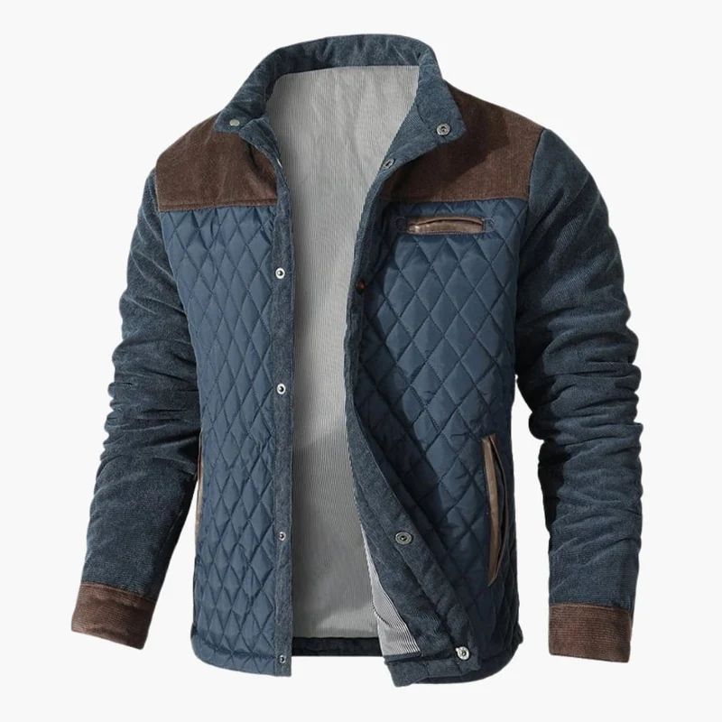Heren Gewatteerde Jas met Contrastdetails