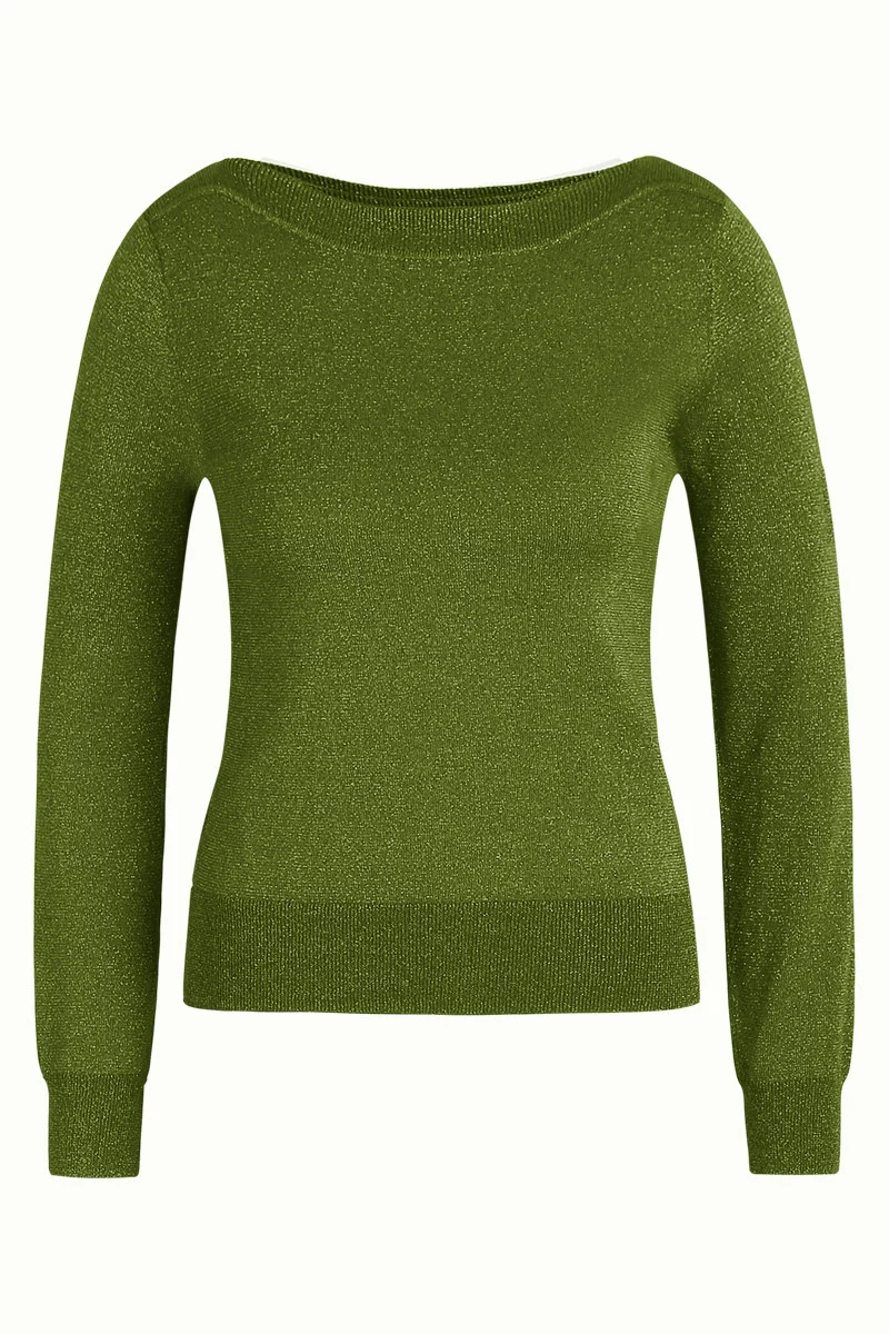 Groene top met boothals | King Louie Audrey top organic lapis forest green