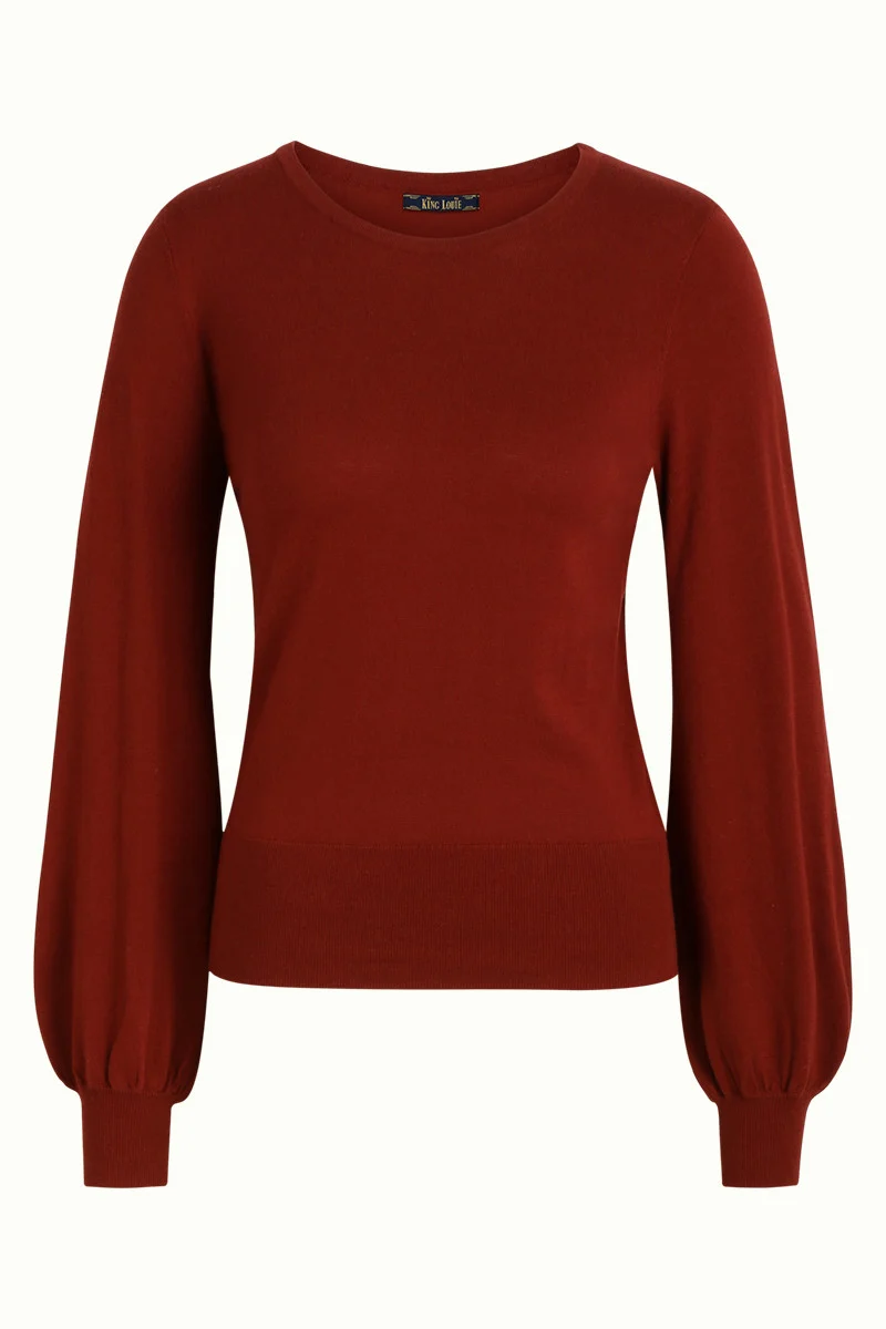 Trui met ribboorden | King Louie bell top cottonclub pecan brown