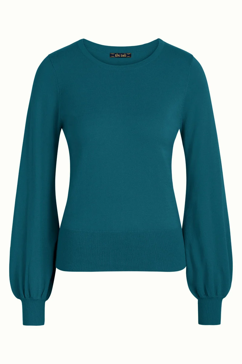 Groene trui met ronde hals | King Louie bell top cottonclub Jasper green