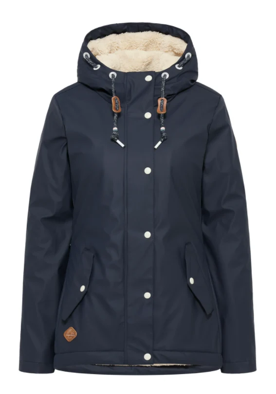 Donkerblauwe winterjas | Winterjas van polyester Ragwear jacket Marge navy