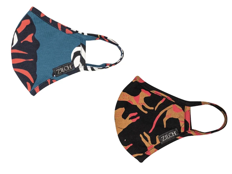 Hip mondkapje van katoen | Zilch face mask paradise petrol of cats black