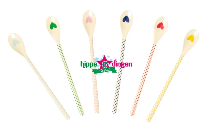 Melamine Latte Spoon with 6 Asst. Favorite hearts prints