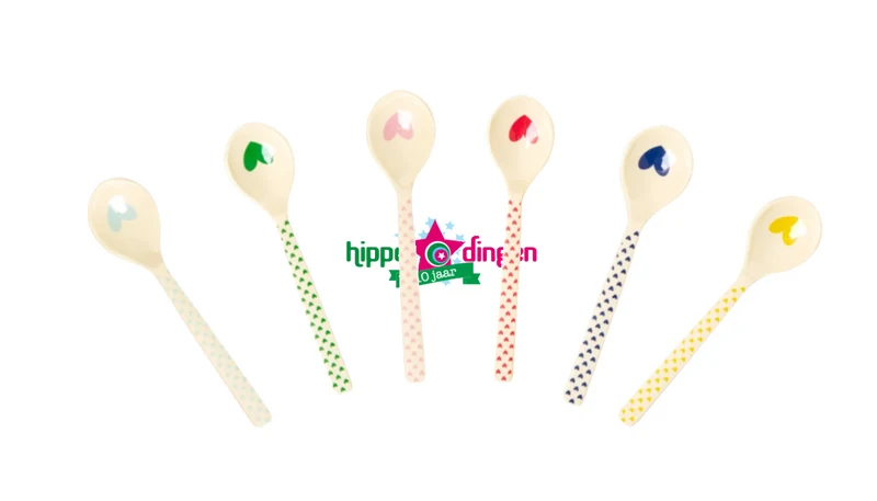 Rice melamine teaspoon with 6 assorted favorite hearts print