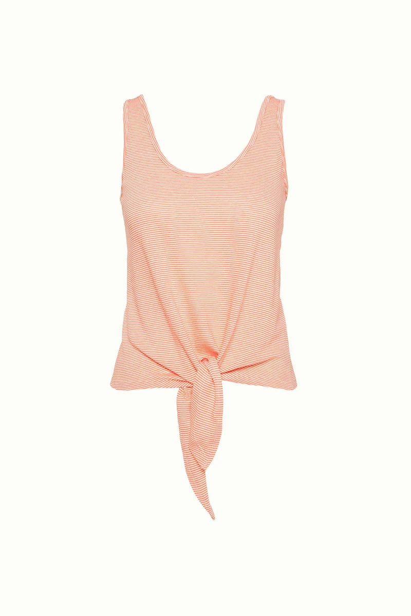 Hemd met strikdetail | King Louie knot singlet babylon stripe peach pink