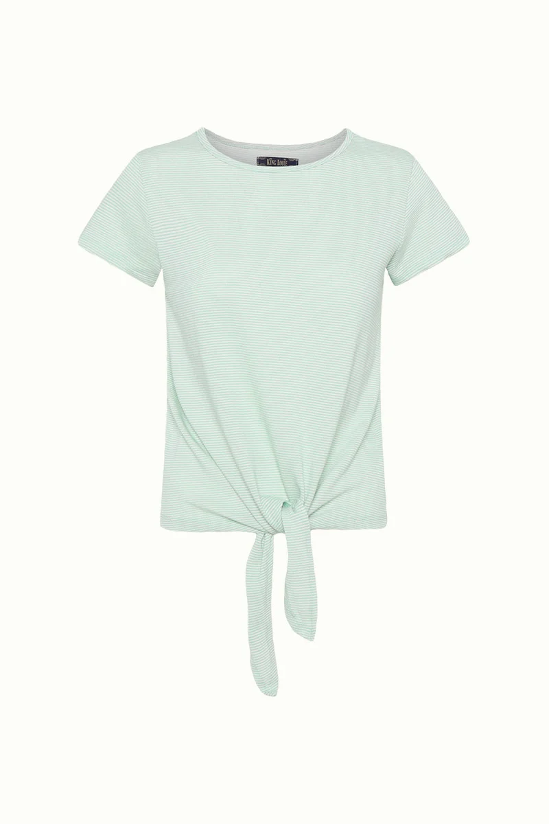 Top van biologisch katoen | King Louie knot t-shirt babylon stripe neptune green